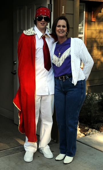 My mother and I ready to go
