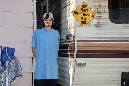 Andrew and his trailer home - July 6, 2014 Andrew and his trailer home - July 6, 2014
