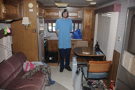 Andrew and his trailer home living room and kitchen - July 6, 2014 Andrew and his trailer home living room and kitchen - July 6, 2014