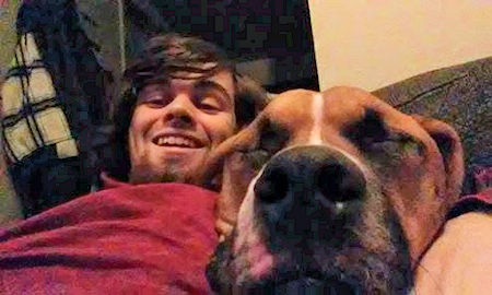 Andrew and dog Burner - February 2015 Andrew and dog Burner - February 2015