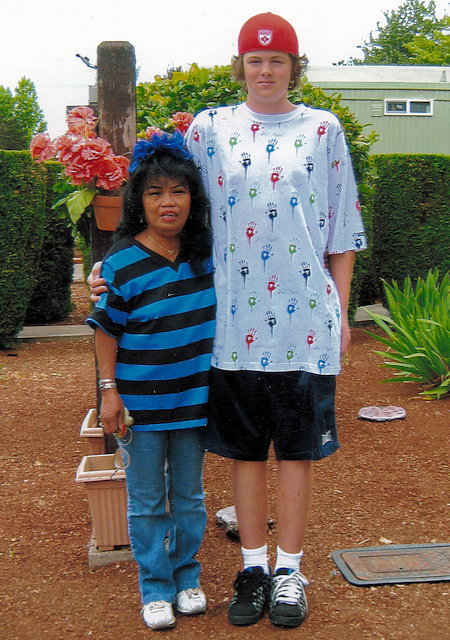 Andrew with Vee's friend Happy Andrew with Vee's friend Happy