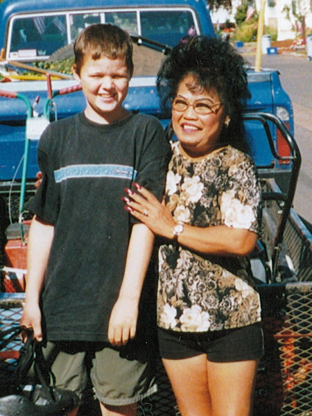 Andrew with Vee's friend Happy Andrew with Vee's friend Happy